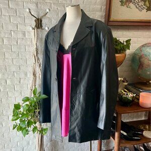 Vintage 1990s Nicole Miller New York Classic Black 100% Leather Jacket Size XXL